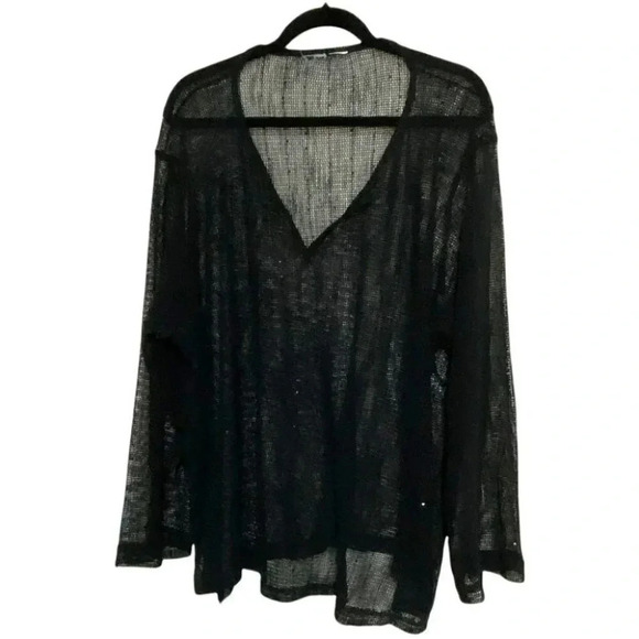 Black with glitter sheer knit 2X tunic top‎ - Picture 3 of 5